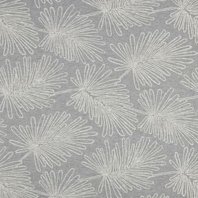 Dekorationstyg Jacquard bladkonturer – grått, 