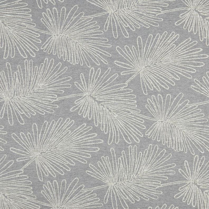Dekorationstyg Jacquard bladkonturer – grått,  image number 1