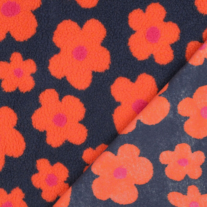 Teddyplysch Blommor | Poppy Fabrics – marinblått/brandgul, image number 5