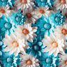 Viskostyg Kamomillblommor digitaltryck – natur/ljus petrol,  thumbnail number 1