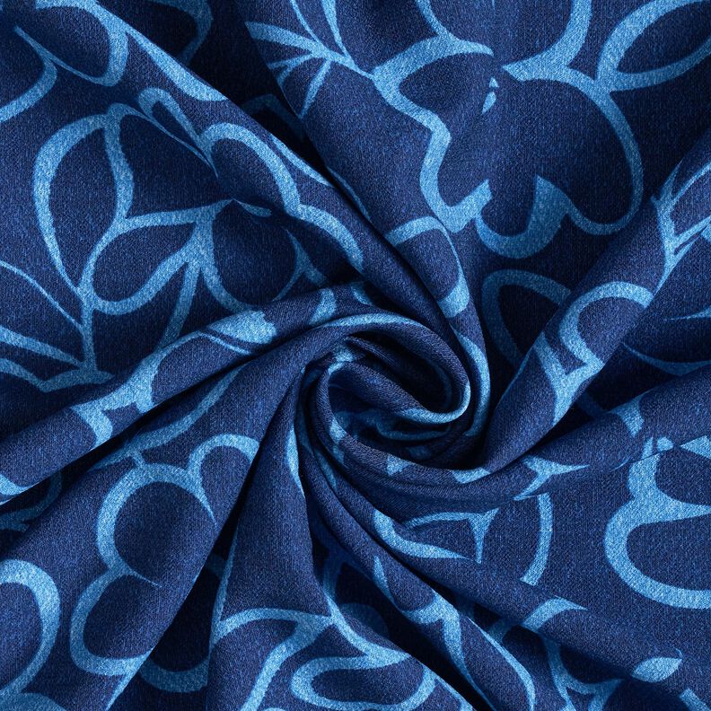 Viskos-crepe abstrakta blommor – marinblått/kungsblått,  image number 3