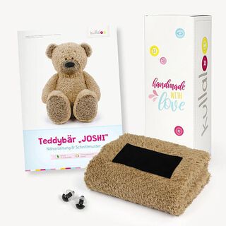 Teddybjörn presentset: Pappersmönster, plysch och 1 par säkerhetsögon [ 11 x 32 x 11 cm ] | Kullaloo, 