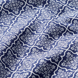 Bomullstyg Poplin isblommor – indigo/vit, 