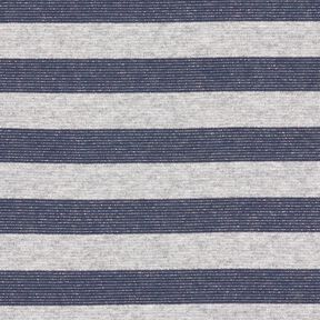 Jersey glitter horisontella ränder – ljusgrå/marinblå, 