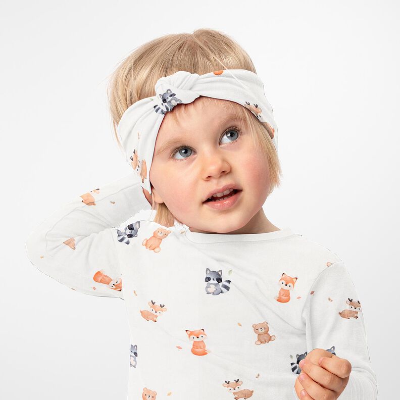 GOTS Bomullsjersey babydjur Digitaltryck – elfenbensvit, image number 6