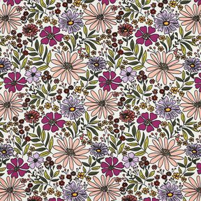 Bomullsjersey Blomsterhav | Poppy Fabrics – yllevit/fläder, 