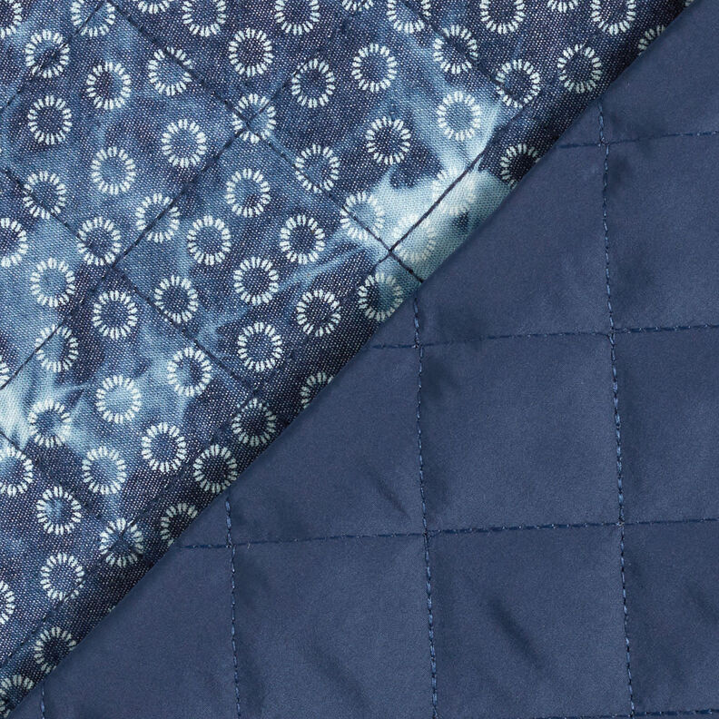 quiltat tyg chambray blommigt batik – jeansblå,  image number 5