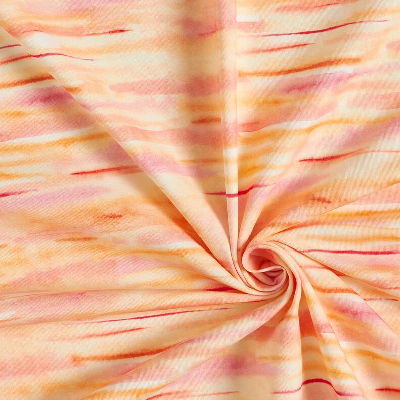 Bomullsjersey Suddiga akvarellränder Digitaltryck – persikofärgad/pink,  image number 3