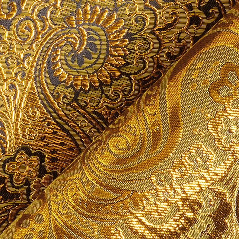 Jacquard för kläder Metallic paisley – guld/svart,  image number 4