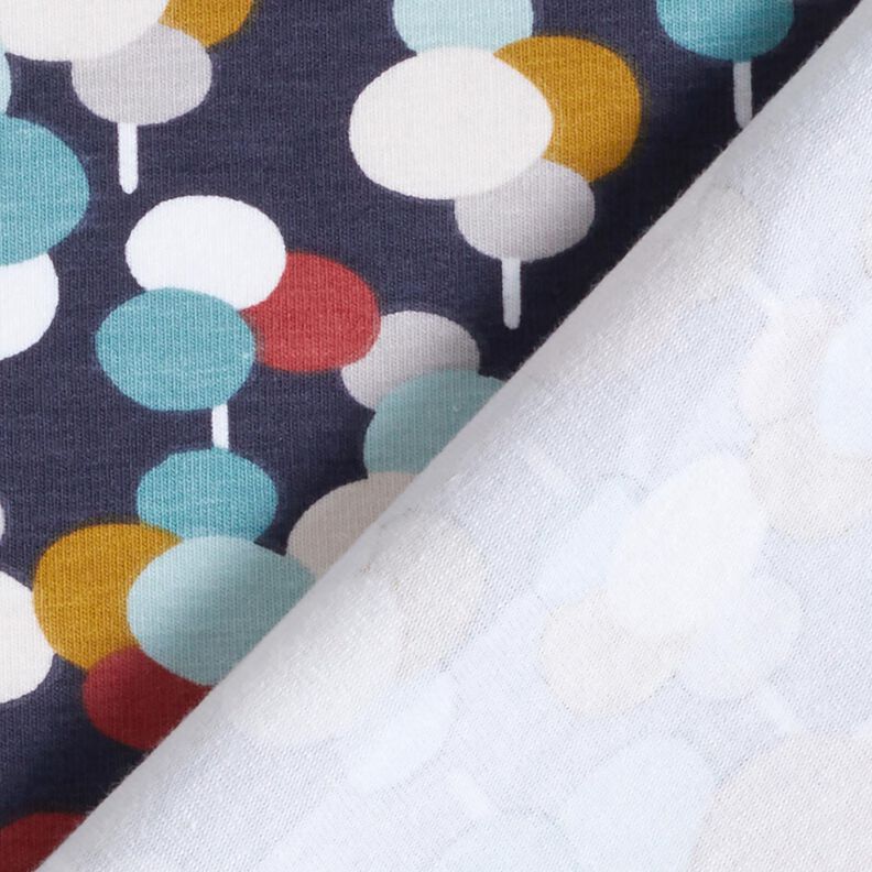 Bomullsjersey Prickade träd – nattblå,  image number 4