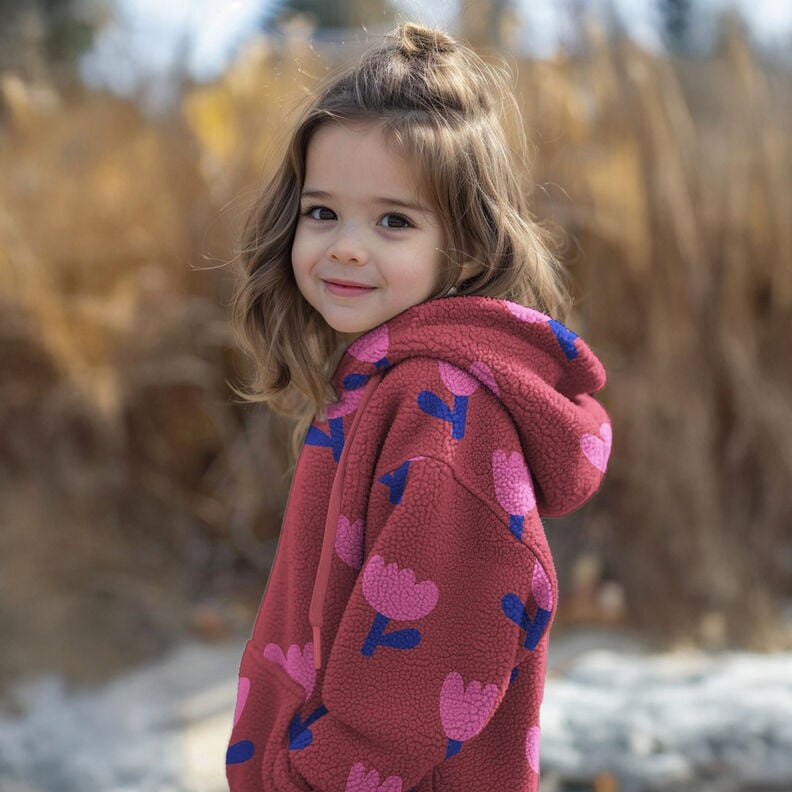 Teddyplysch tulpaner | Poppy Fabrics – karminröd, image number 5