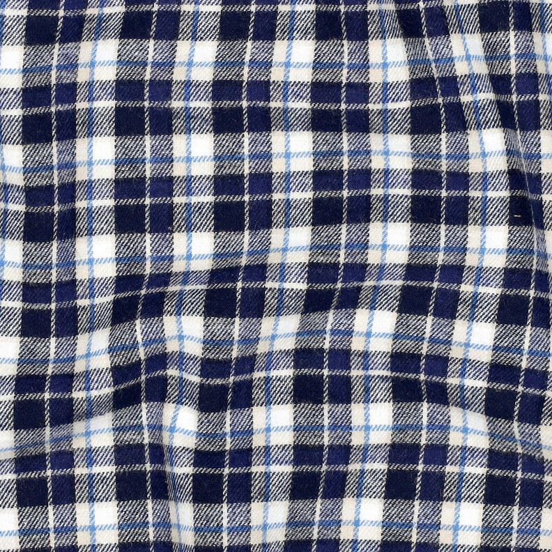 Bomullsflanell små rutor – marinblå/yllevit,  image number 2