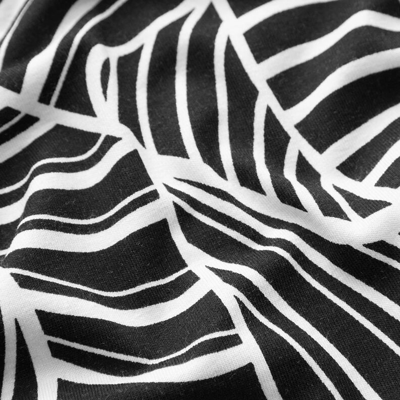 viskosjersey abstrakta blad – svart/vit, image number 2