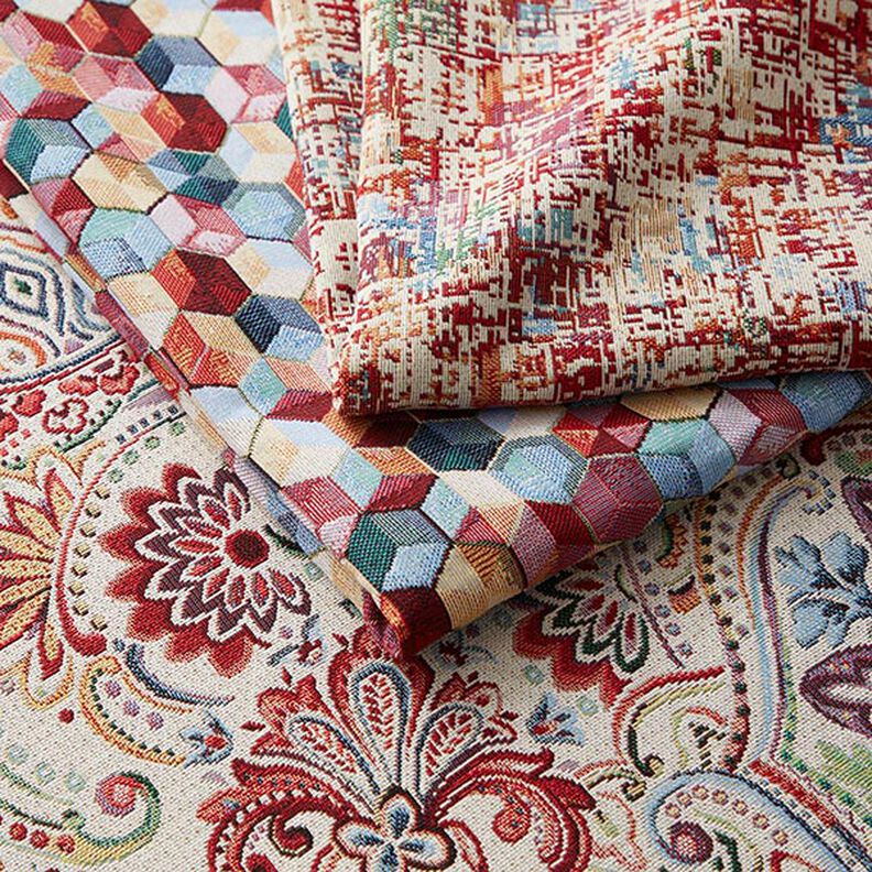 dekorationstyg gobeläng färgglad paisley – yllevit, image number 5
