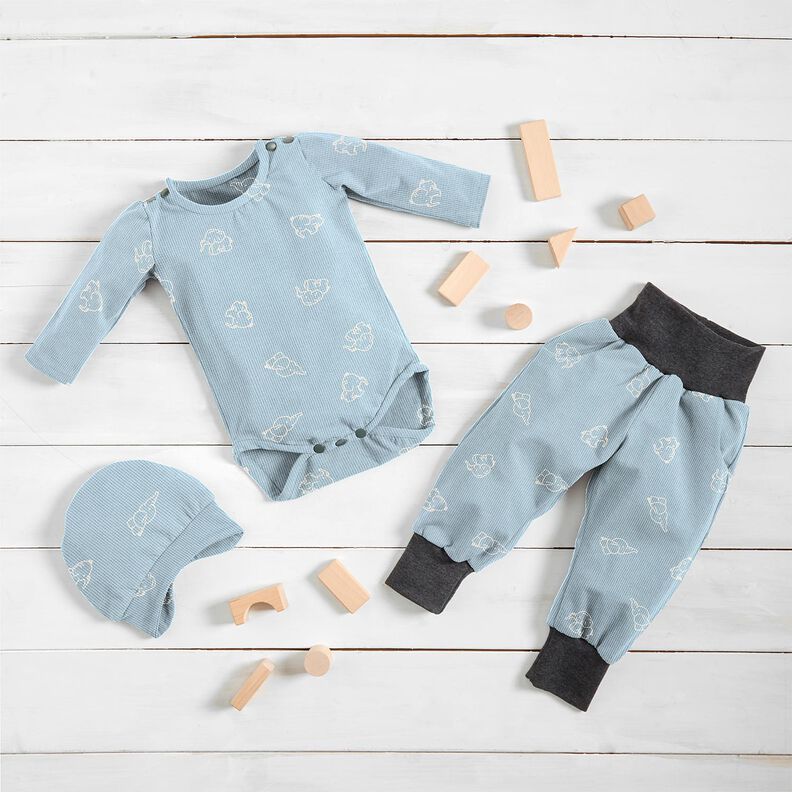 Våffeljersey babyelefanter – silverblå, image number 7