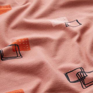 GOTS Bomullsjersey Fyrkanter | Tula – gammalt rosa, 