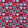 Bomullspoplin diamanthjärtan | Poppy Fabrics – burgunder,  thumbnail number 1