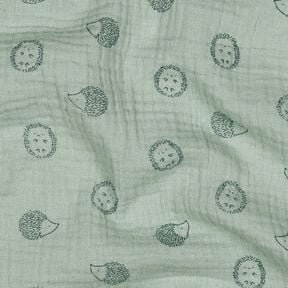 Muslin/Dubbel-krinkelväv igelkott | Poppy Fabrics – ljus mint/mörkgrön, 