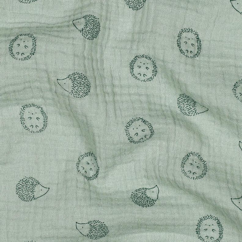 Muslin/Dubbel-krinkelväv igelkott | Poppy Fabrics – ljus mint/mörkgrön,  image number 2