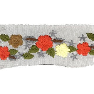 Tyllband Blombroderi  – brun/rött, 