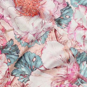 Bomullssatin Japanese Anamone | Nerida Hansen – pastellviolett/aquablått, 