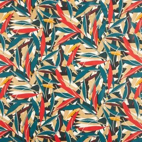 Behandlad bomull Fina blad – karminröd/petrol, 