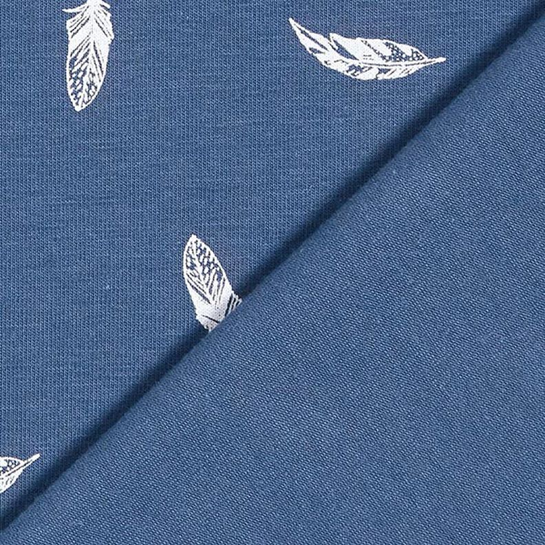Bomullsjersey Fjädrar – jeansblå,  image number 4
