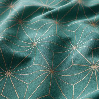 Dekorationstyg Canvas Artdeco-stjärnor – petrol/guld, 
