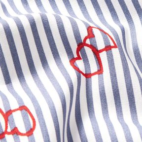 Poplin Stretch ränder och hjärtan – vit/indigo, 