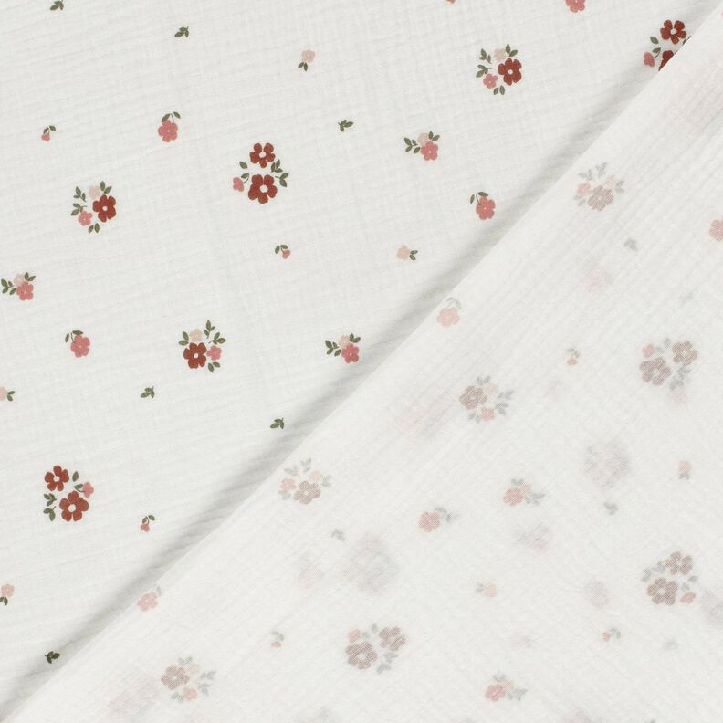 Muslin/Dubbel-krinkelväv blommor – vit, image number 4