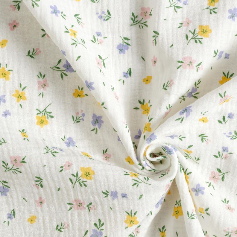 Muslin/Dubbel-krinkelväv Småblommor | Poppy Fabrics – elfenbensvit,  image number 3