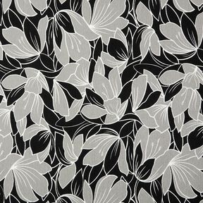 Stretchcrepe stora blommor – svart/ljusgrå, 