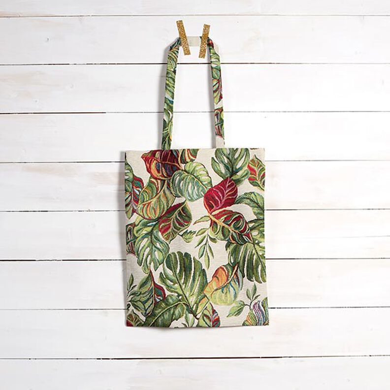 Jacquard Gobeläng Monstera-palm – grön/rött,  image number 6