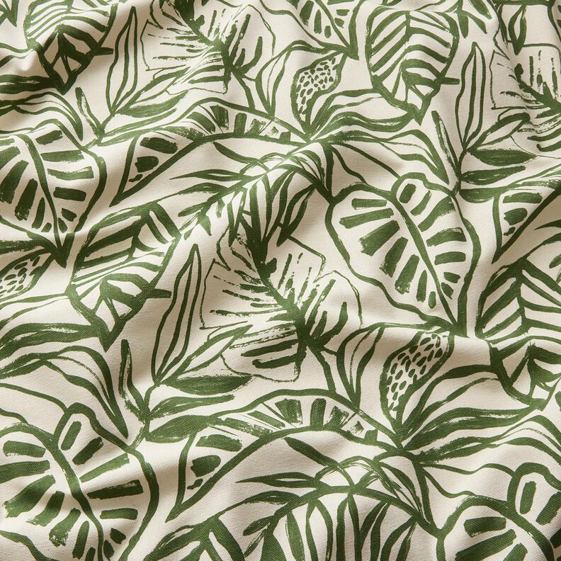 Dekorationstyg Halvpanama målad monstera – kräm/pinjegrön,  image number 2