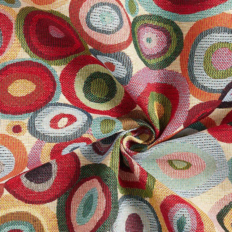 Dekorationstyg Gobeläng färgglada cirklar – ljusbeige/kaminrött,  image number 3