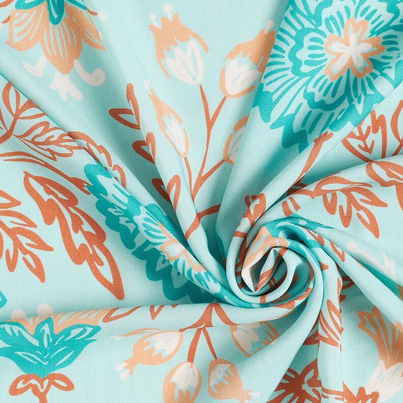 Viskos Voile blommor Tiffany – ljus turkos,  image number 3
