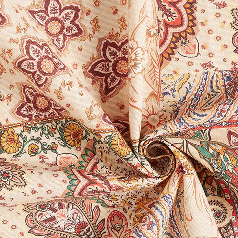 Dekorationstyg Halvpanama retropaisley – beige,  image number 3