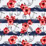 Bomullsjersey Ränder med blommor & ankare | Glitzerpüppi – vit/chiliröd,  thumbnail number 1