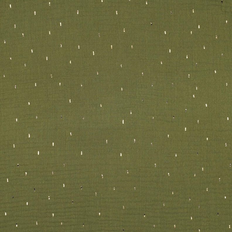 Muslin/Dubbel-krinkelväv Rektangel Folietryck | Poppy Fabrics – pinjegrön/guldmetallic,  image number 1