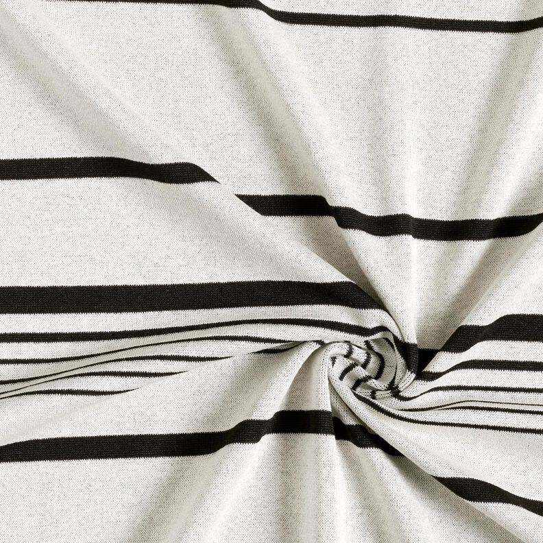 Stickad jacquard oregelbundna ränder – yllevit/svart, image number 4