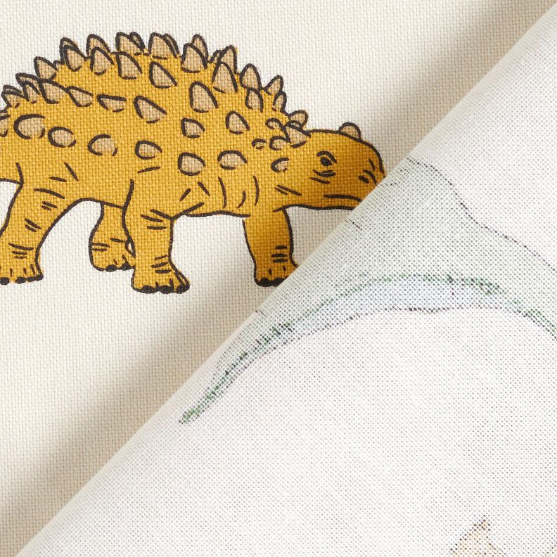 Dekorationstyg Halvpanama Häftiga dinosaurier – yllevit/mörkgrön,  image number 4