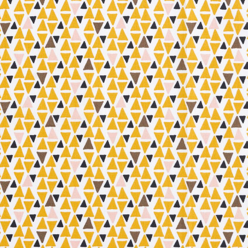 Bomullstyg Kretong Trianglar mini – ljusrosa/currygul,  image number 1