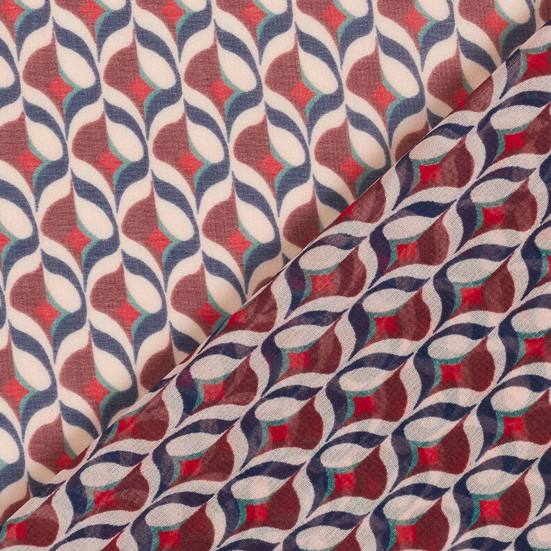 Chiffong retromönster – vit/mörkröd,  image number 5