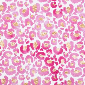 Bomullsjersey Leopard med guldfläckar | Glitzerpüppi – vit/purpur, 