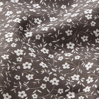 Millefleur-mönster i bomullspoplin – mörk gråbrun, 