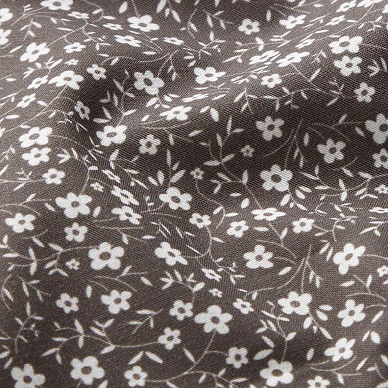 Millefleur-mönster i bomullspoplin – mörk gråbrun,  image number 2