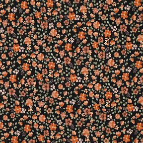 GOTS Bomullsjersey höstblommor Digitaltryck – svart/persikofärgad,  GOTS Bomullsjersey höstblommor Digitaltryck – svart/persikofärgad,