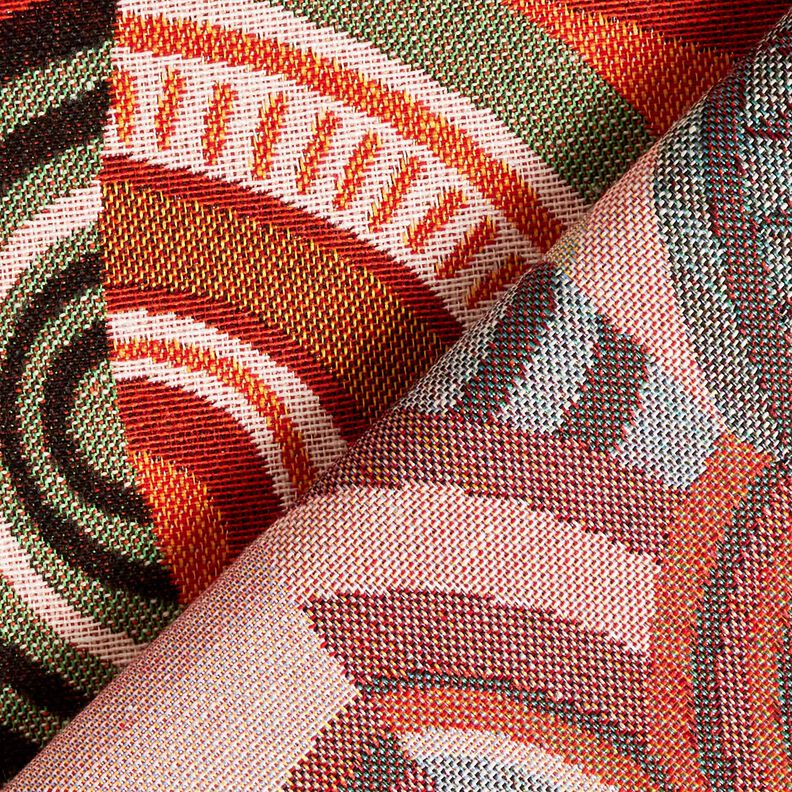 Dekorationstyg Gobeläng abstrakta halvcirklar – terracotta/grön, image number 4