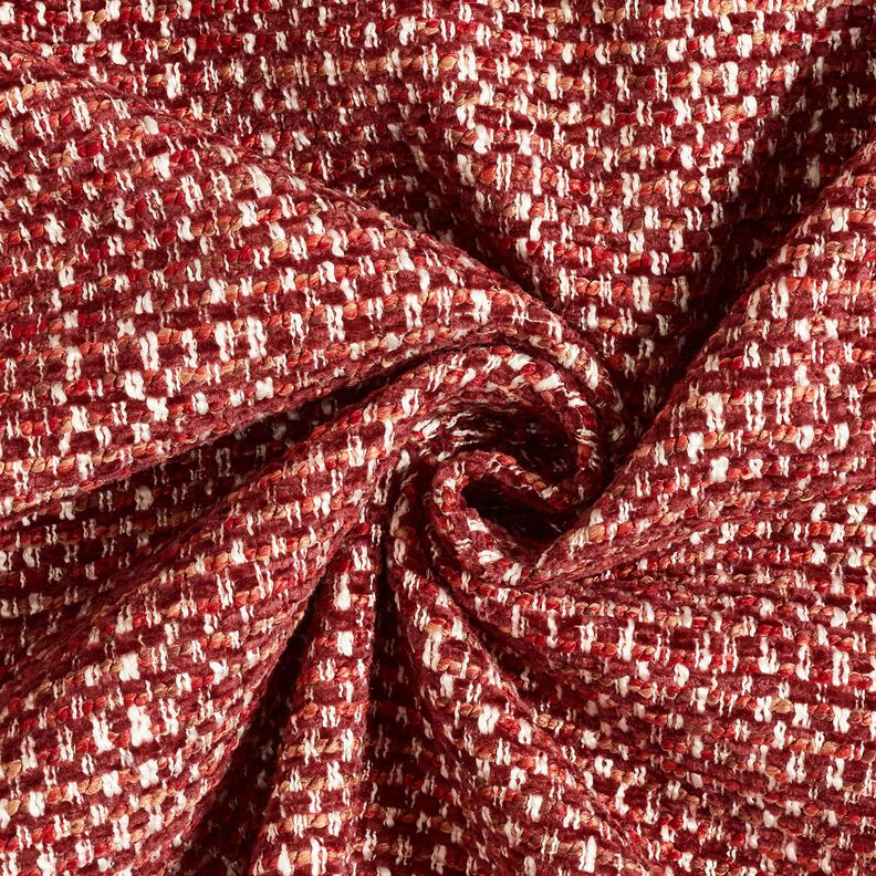 Stoppningstyg färgglad bouclé-look – bordeauxröd/kräm,  image number 1