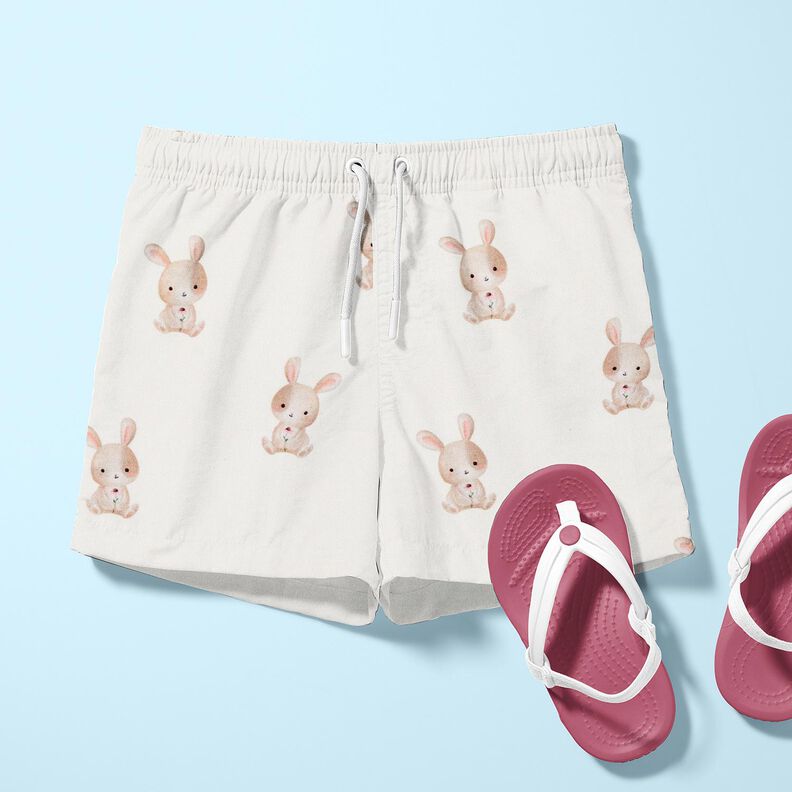 GOTS Bomullsjersey hare med blomma Digitaltryck – elfenbensvit, image number 5